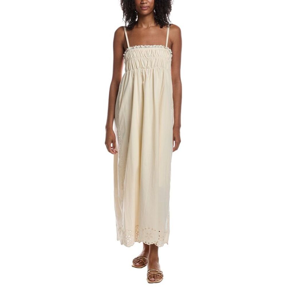 Rmn Studios Womens  Broderie Maxi Dress, White